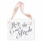 Ritzy Rose Cute Ring Bearer Sign - Slate on 11x8in White Linen Cardstock with Blush Ribbon